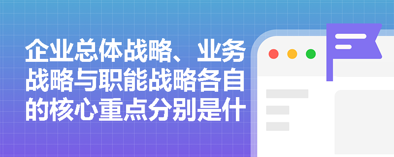 企业总体战略、业务战略与职能战略各自的核心重点分别是什么? 企业总体战略、业务战略与职能战略各自的核心重点分别是什么?