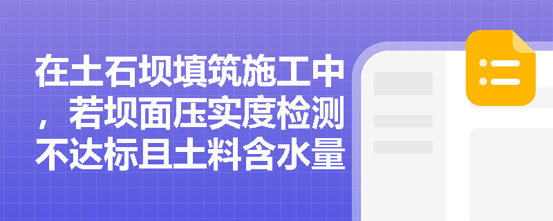 在土石坝填筑施工中，若坝面压实度检测不达标且土料含水量异常，应采取哪些质量控制与调整措施？