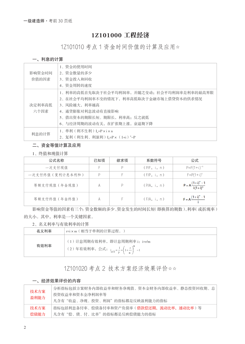 2023年一级建造师《工程经济》考前预测30页纸.pdf-图片2