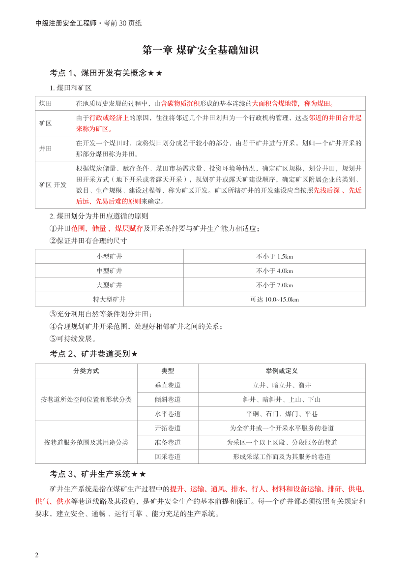 2023年中级注册安全工程师《煤矿安全》考前30页纸.pdf-图片2