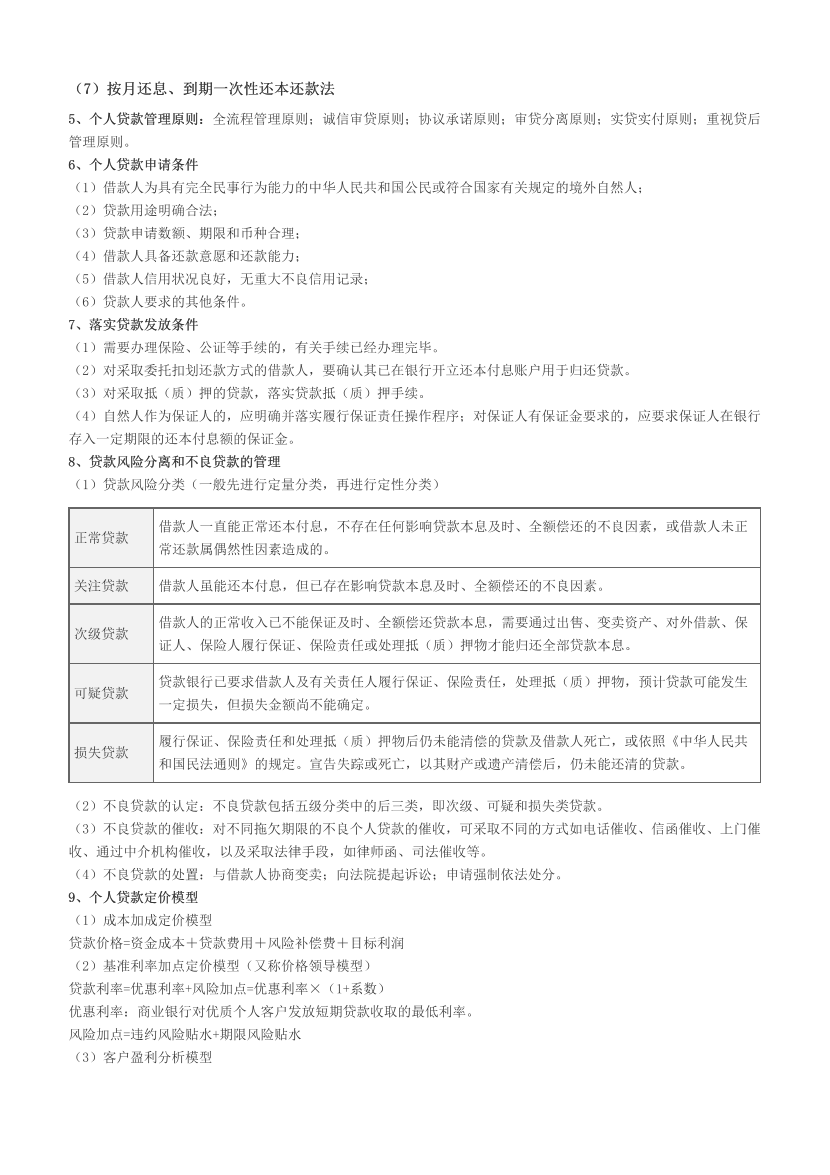 2023年银行从业中级《个人贷款》考前12页纸（符合2023版教材）.pdf-图片2