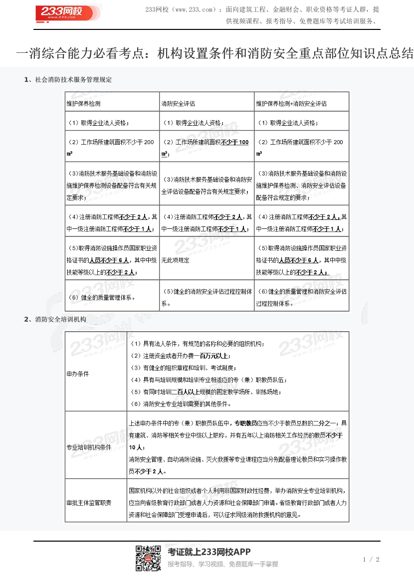 一消综合能力必看考点：机构设置条件和消防安全重点部位知识点总结.pdf-图片1