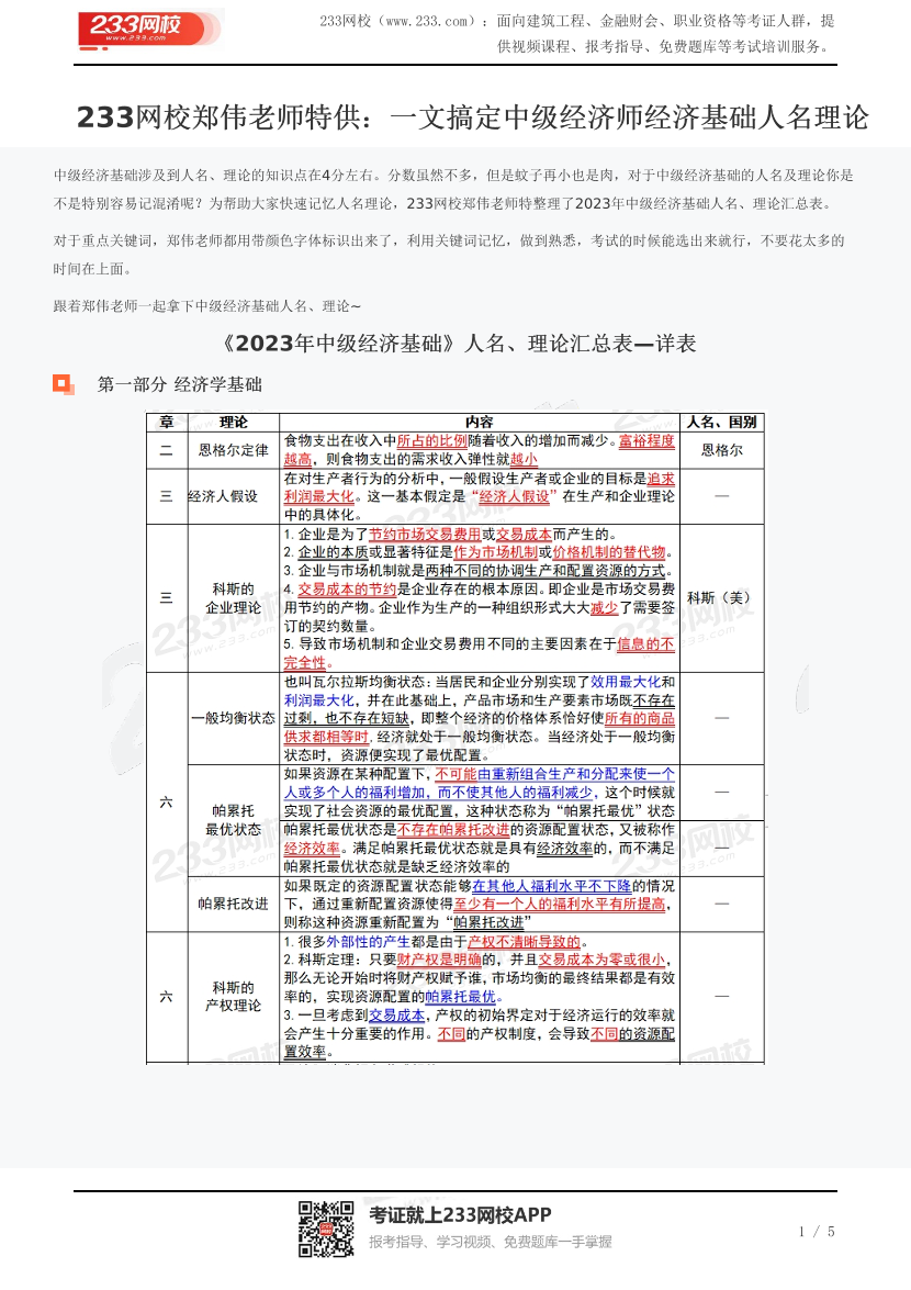 233网校郑伟老师特供：一文搞定中级经济师经济基础人名理论.pdf-图片1