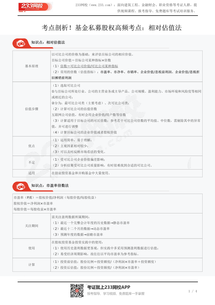 考点剖析！基金私募股权高频考点：相对估值法.pdf-图片1