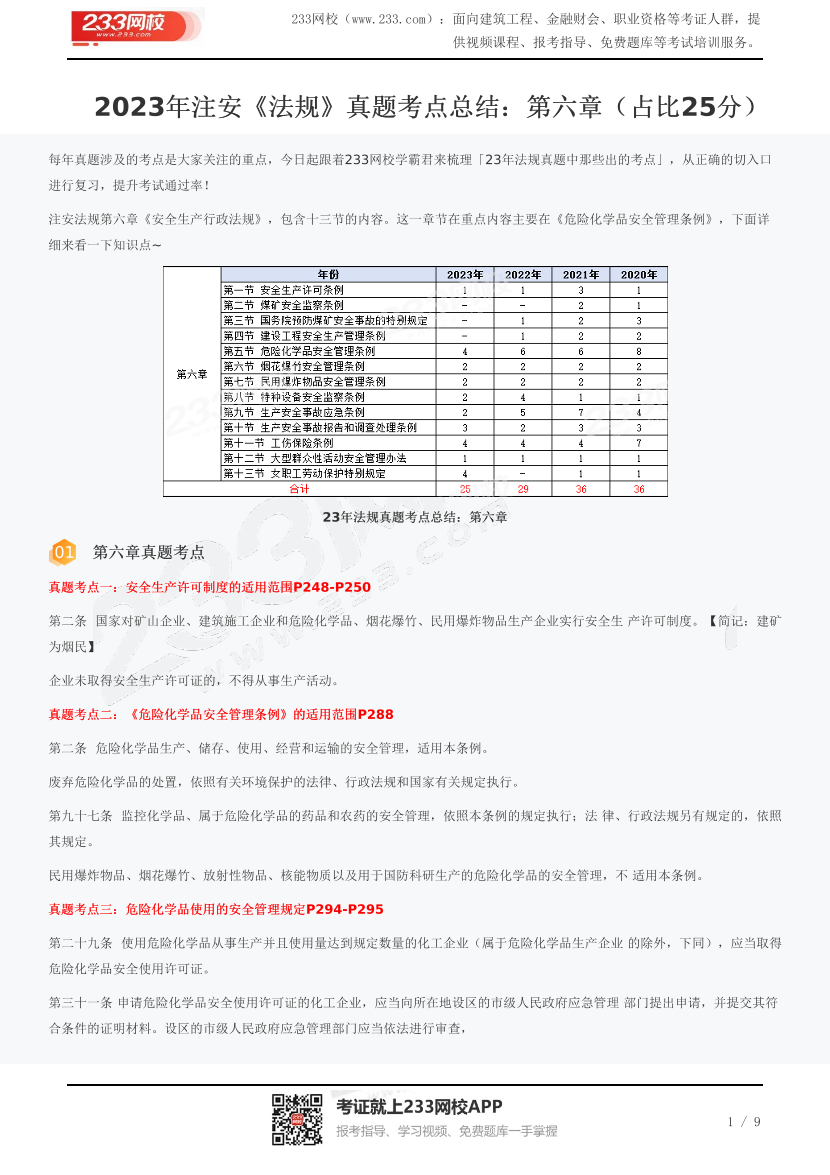 2023年注安《法规》真题考点总结：第六章（占比25分）.pdf-图片1