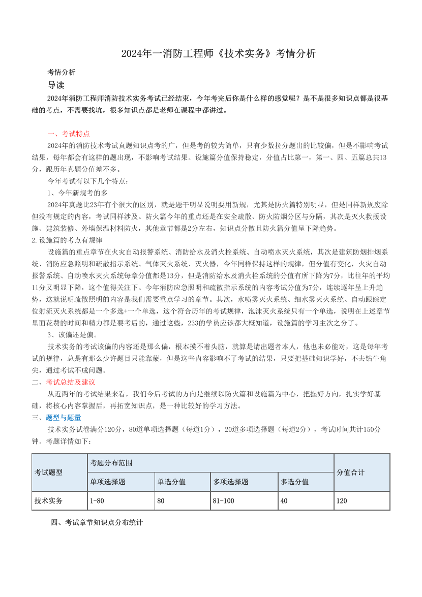 2024年一消防工程师《技术实务》考情分析.pdf-图片1