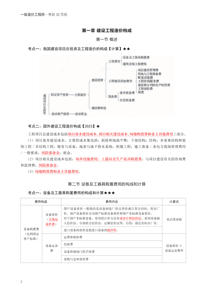 2024年一级造价工程师《建设工程计价》考前30页纸.pdf-图片2