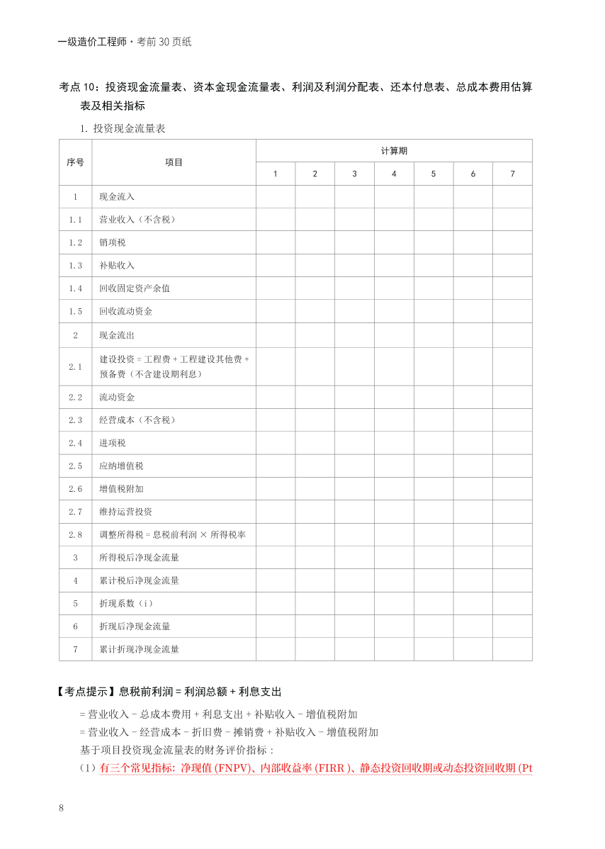 2024年一级造价工程师《案例分析（土建/安装）》考前30页纸.pdf-图片8