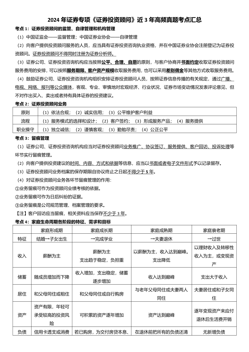 证券专项《投资顾问》近3年高频真题考点汇总【2021-2023】.pdf-图片1