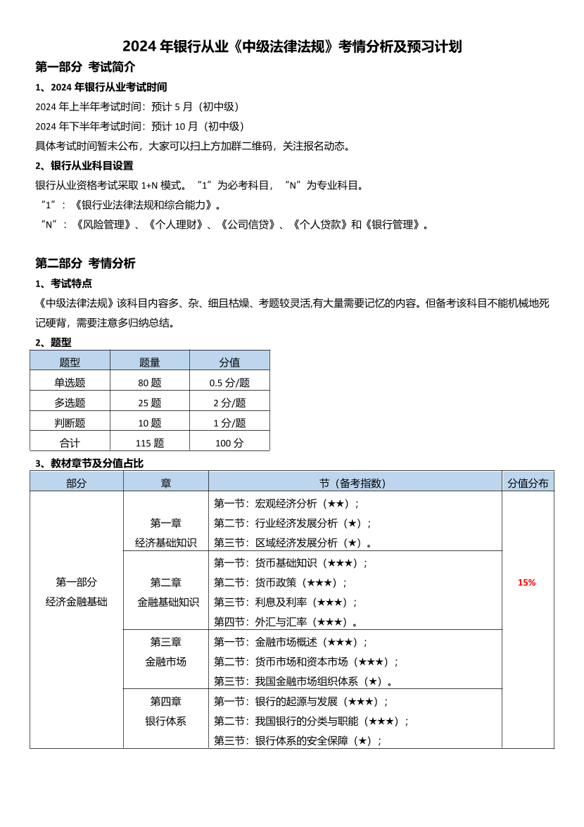 2024年中级《法律法规》考情分析与预习计划.pdf-图片1