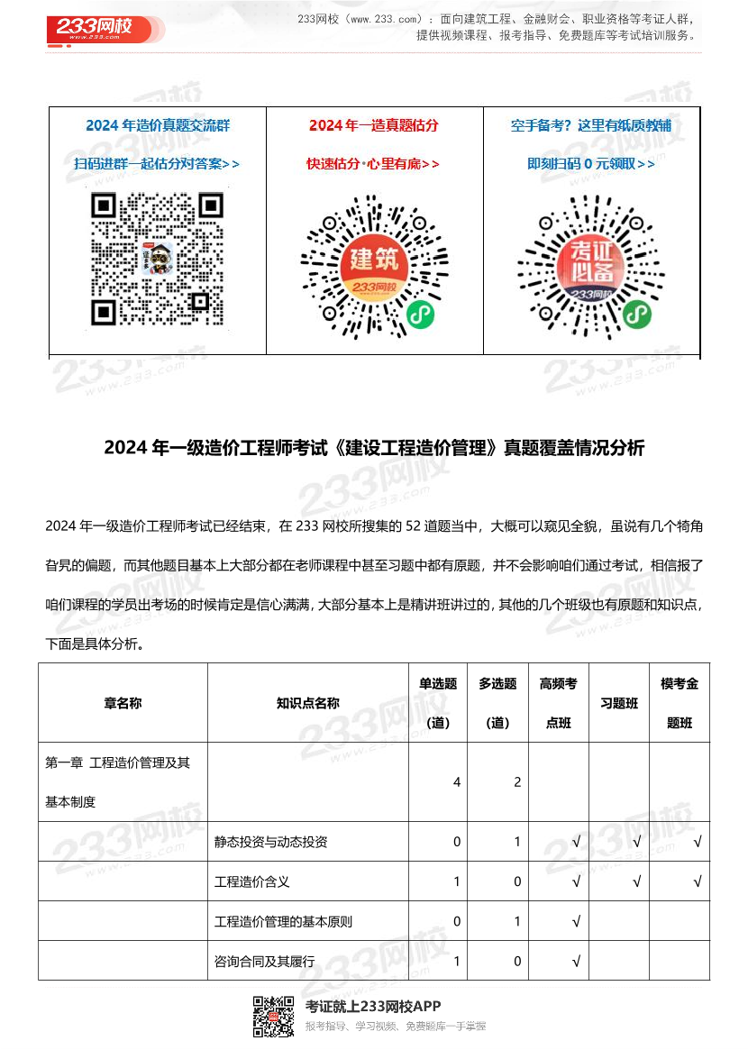 2024年一级造价工程师《建设工程造价管理》真题考点押题分析.pdf-图片1