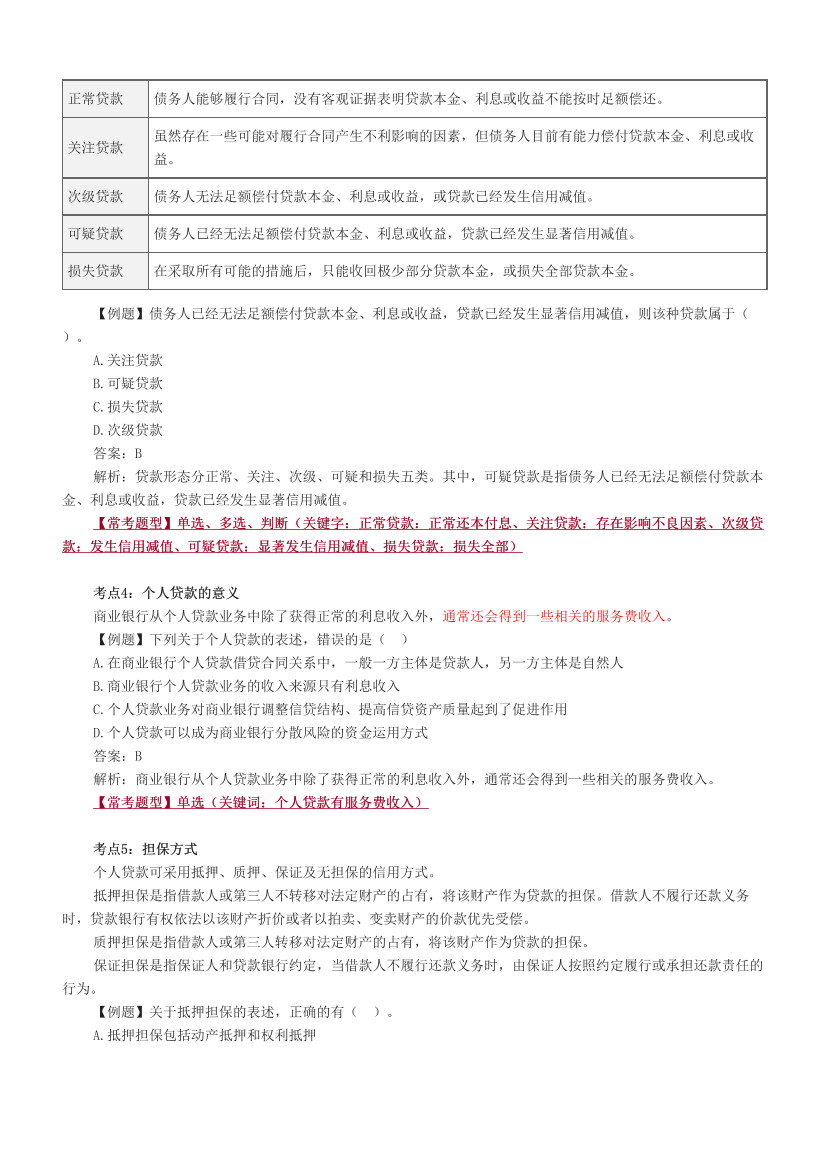 2024年银行从业初级《个人贷款》考前预测30点（符合2024年教材）.pdf-图片2