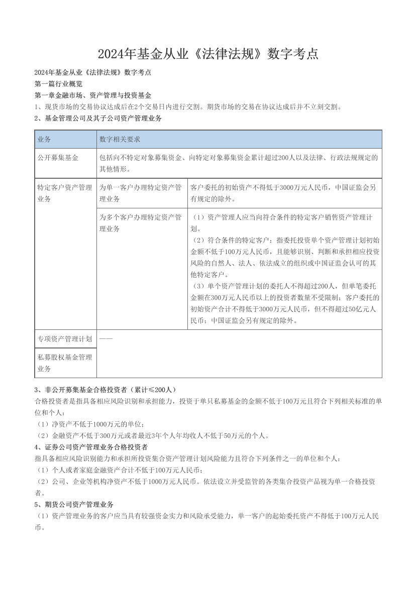 2024年基金從業(yè)《法律法規(guī)》數(shù)字考點(diǎn).pdf-圖片1