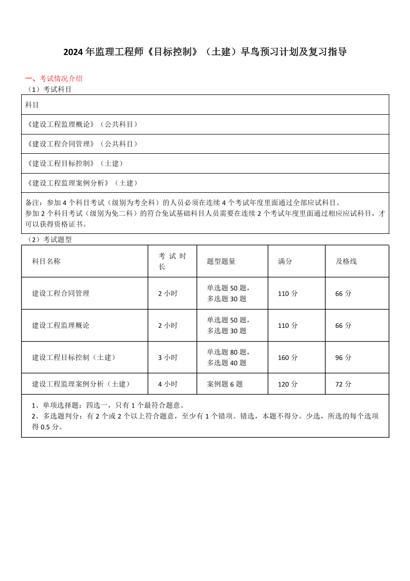 2024年监理工程师《目标控制(土建)》早鸟预习计划.pdf-图片1