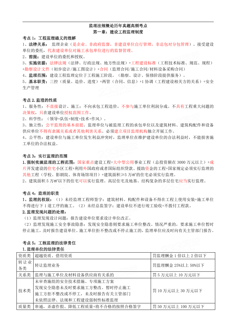 2024年监理工程师考试《理论与法规》历年高频真题考点汇总.pdf-图片1