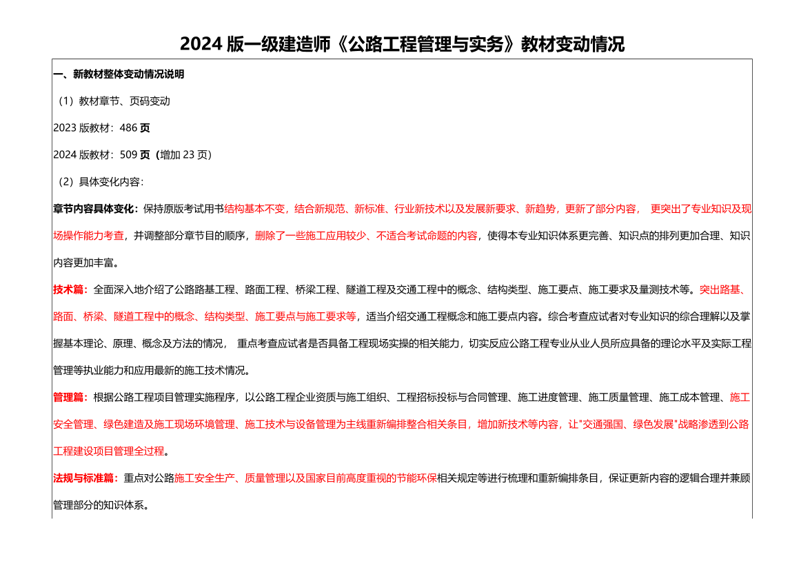 2024一级建造师《公路工程》新旧教材变化对比.pdf-图片1