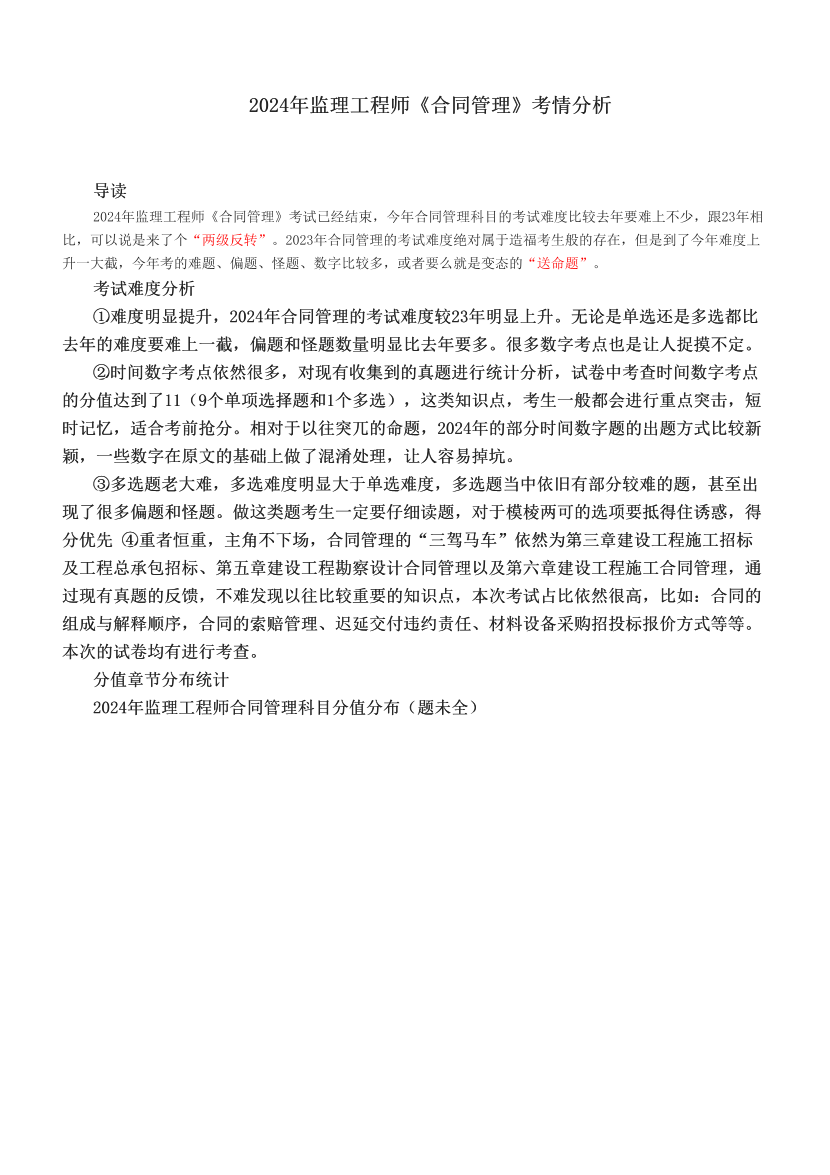 2024年监理工程师《合同管理》考情分析.pdf-图片1