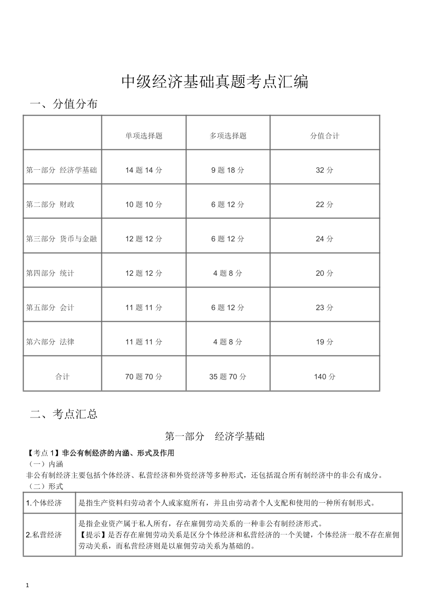 2024年中级经济师《经济基础》历年高频真题考点.pdf-图片1