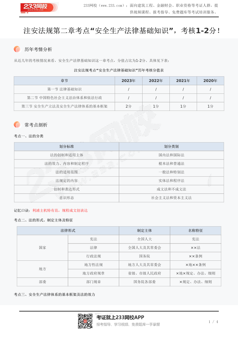 注安法规第二章考点“安全生产法律基础知识”，考核1-2分！.pdf-图片1