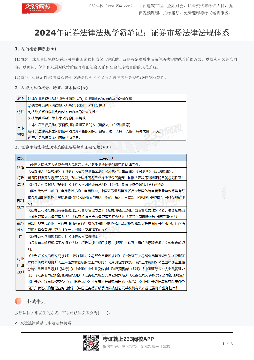 2024年证券法律法规学霸笔记：证券市场法律法规体系.pdf-图片1