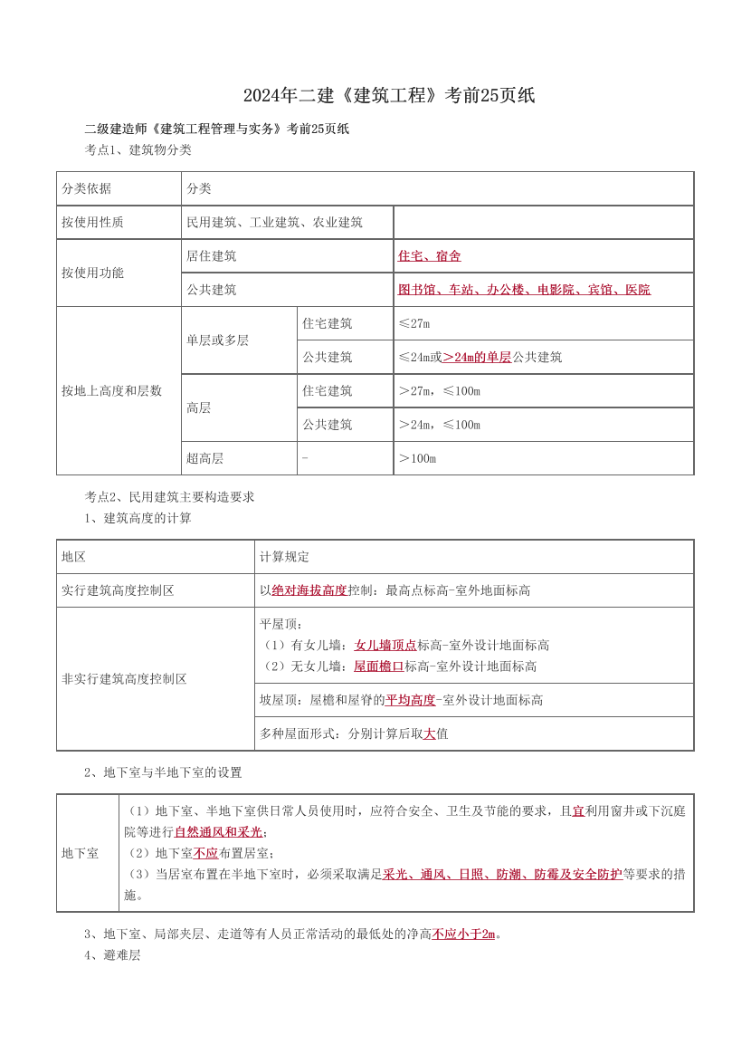 2024年二建《建筑工程》考前25頁紙.pdf-圖片1