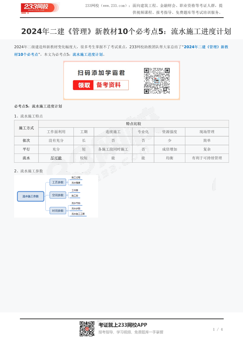 2024年二建《管理》新教材10个必考点5：流水施工进度计划.pdf-图片1