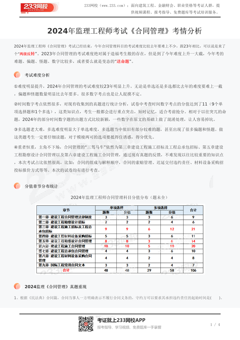 2024年监理工程师考试《合同管理》考情分析.pdf-图片1