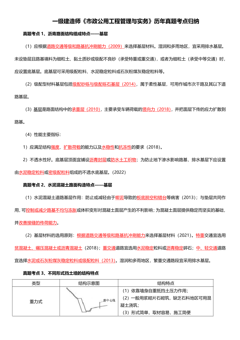 2024年一级建造师《市政工程》历年真题考点归纳.pdf-图片1