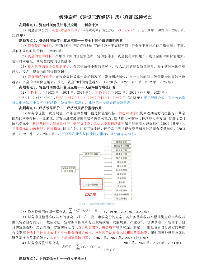 2024年一级建造师《工程经济》历年真题考点归纳.pdf-图片1