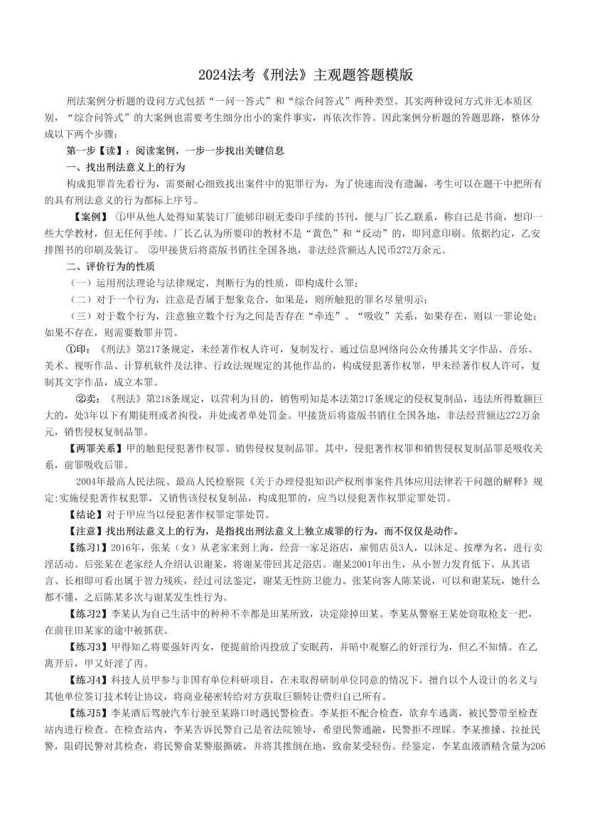 2024法考《刑法》主观题答题模版.pdf-图片1