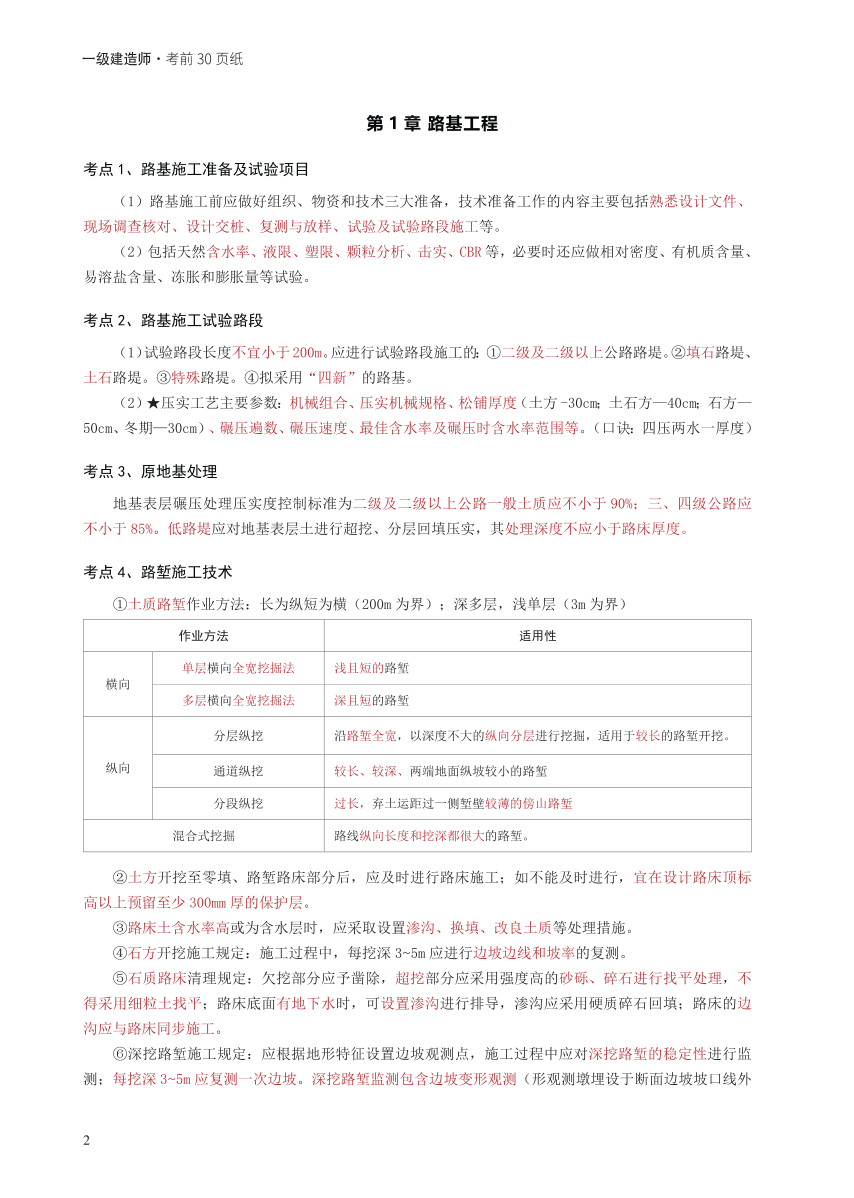 2024年一级建造师《公路工程》考前30页纸.pdf-图片2