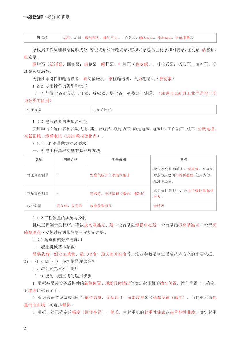 2024年一级建造师《机电工程》考前预测10页纸.pdf-图片2