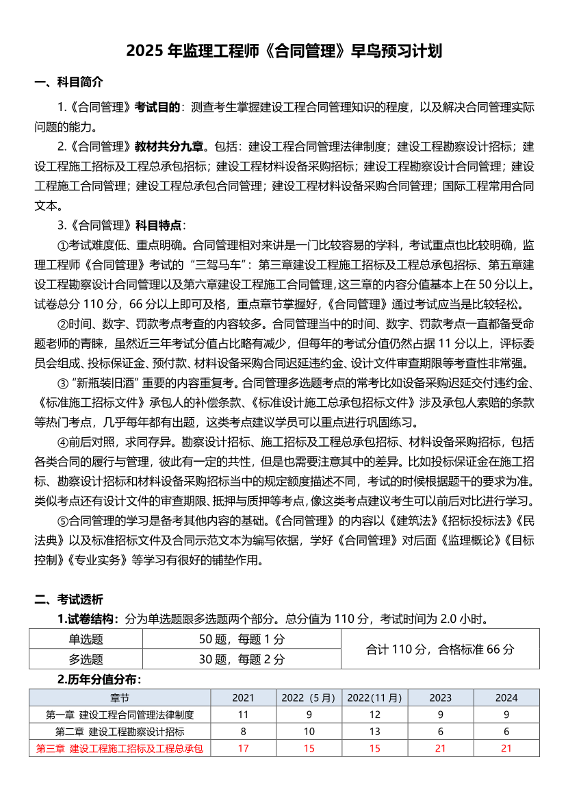 2025年监理工程师《合同管理》早鸟预习计划.pdf-图片1