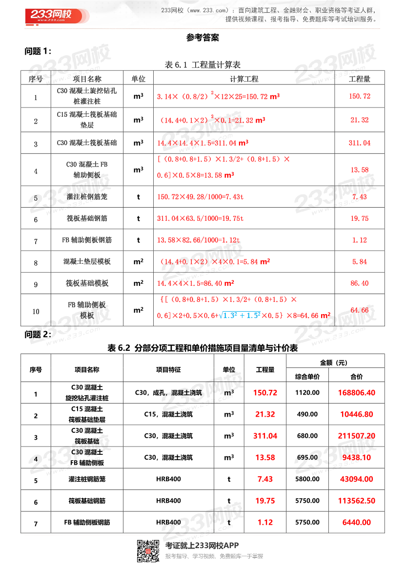 一級造價工程師-案例分析（土建）案例第五題（答題卡版）例題9-17題.pdf-圖片7