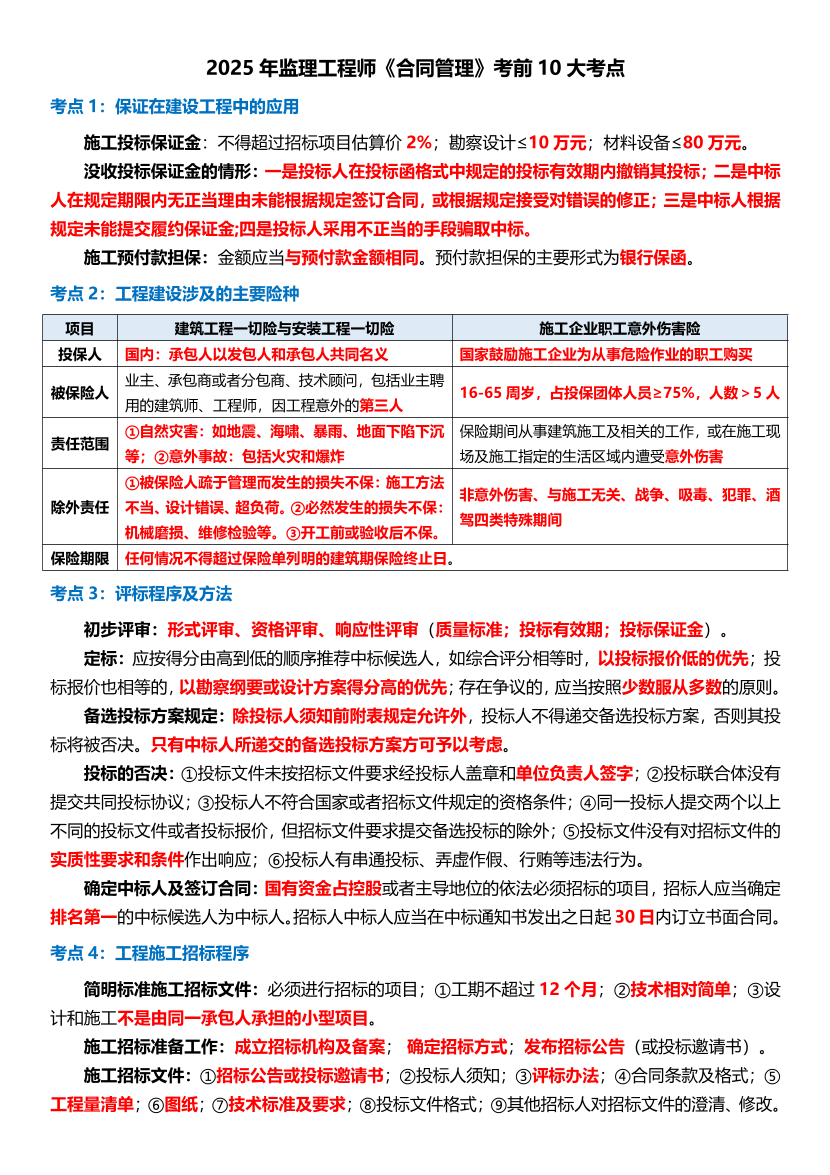 2025年監理工程師考試《合同管理》十大必考點.pdf-圖片1