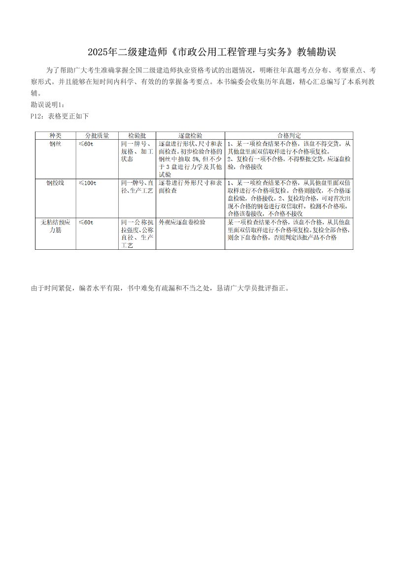 2025年二级建造师《市政公用工程管理与实务》教辅勘误.pdf-图片1