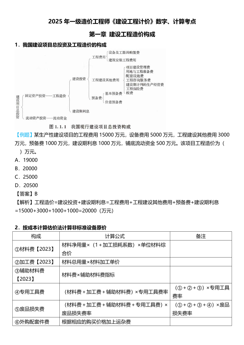 2025年一級造價工程師《建設工程計價》時間數字計算公式考點匯總.pdf-圖片1