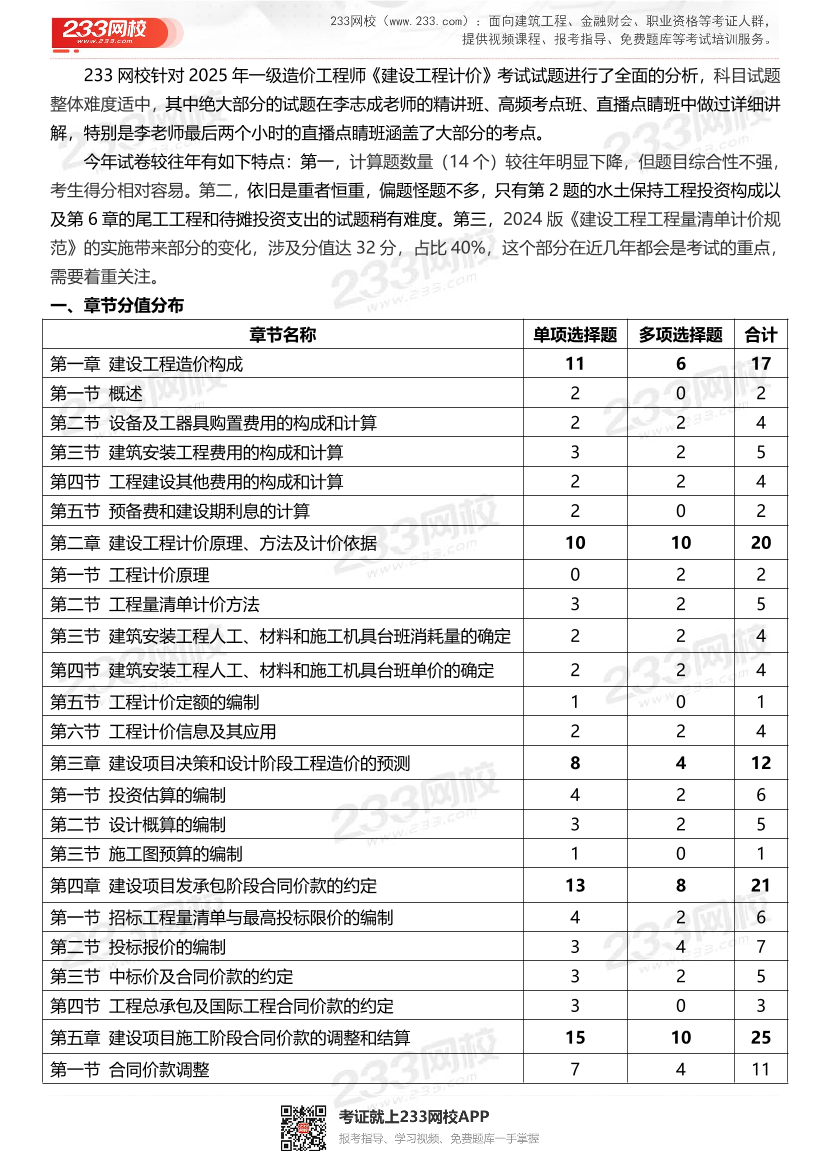 2025年一级造价工程师《建设工程计价》真题考点覆盖情况分析.pdf-图片1