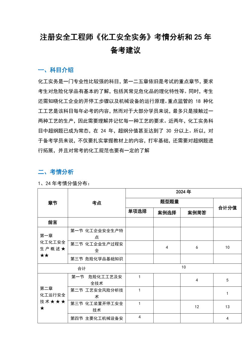 必看！注安《化工安全》考情分析+25年备考建议.pdf-图片1