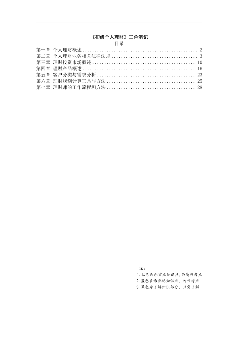 2025年初级《个人理财》精学三色笔记.pdf-图片1