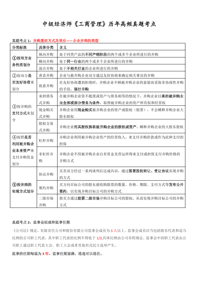 核心要点！2025年《中级工商管理》高频真题考点.pdf-图片1