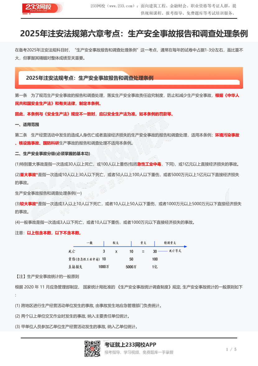 2025年注安法规第六章考点：生产安全事故报告和调查处理条例.pdf-图片1