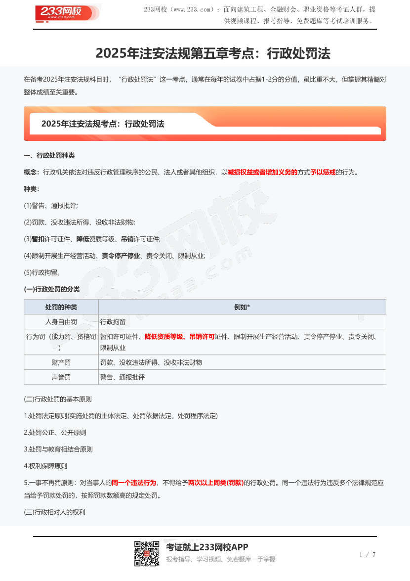 2025年注安法规第五章考点：行政处罚法.pdf-图片1