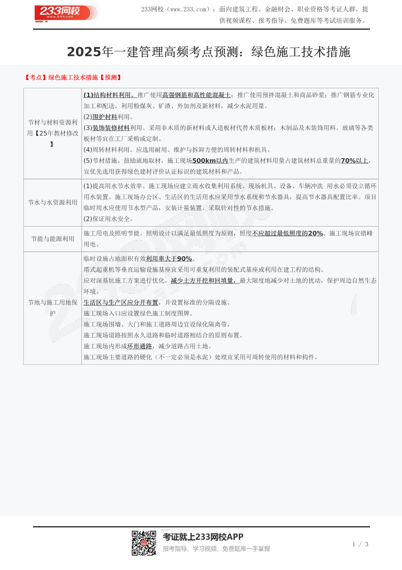 2025年一建管理高频考点预测：绿色施工技术措施.pdf-图片1