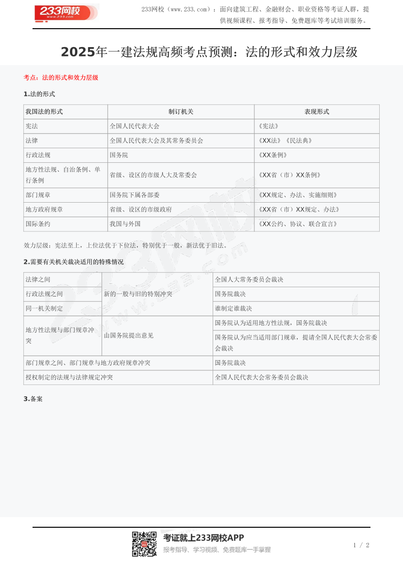 2025年一建法規高頻考點預測：法的形式和效力層級.pdf-圖片1