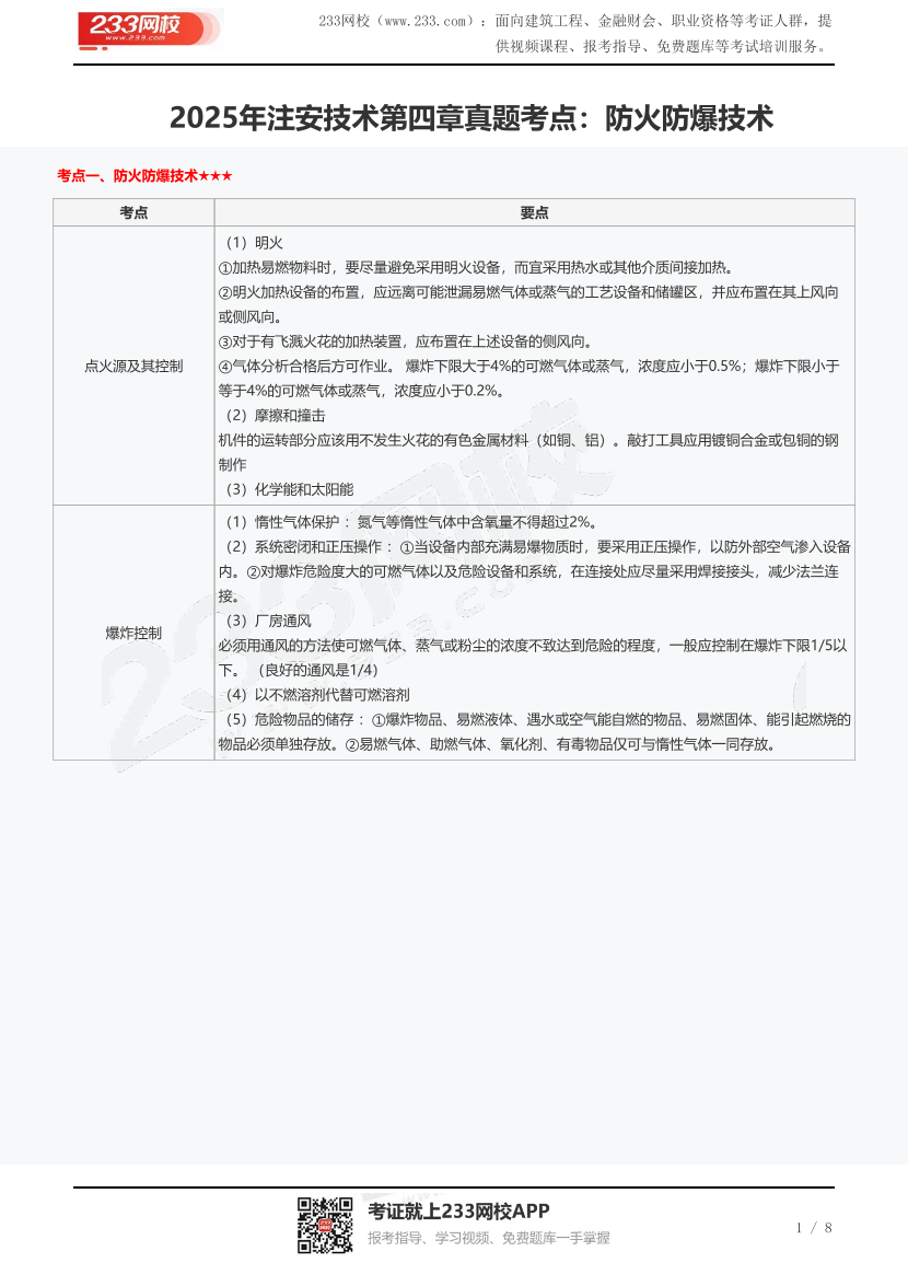 2025年注安技術第四章真題考點：防火防爆技術.pdf-圖片1