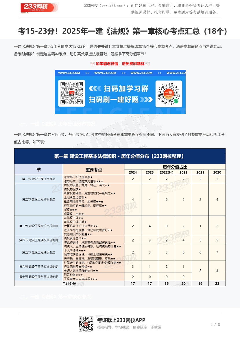 考15-23分！2025年一建《法規》第一章核心考點匯總（18個）.pdf-圖片1