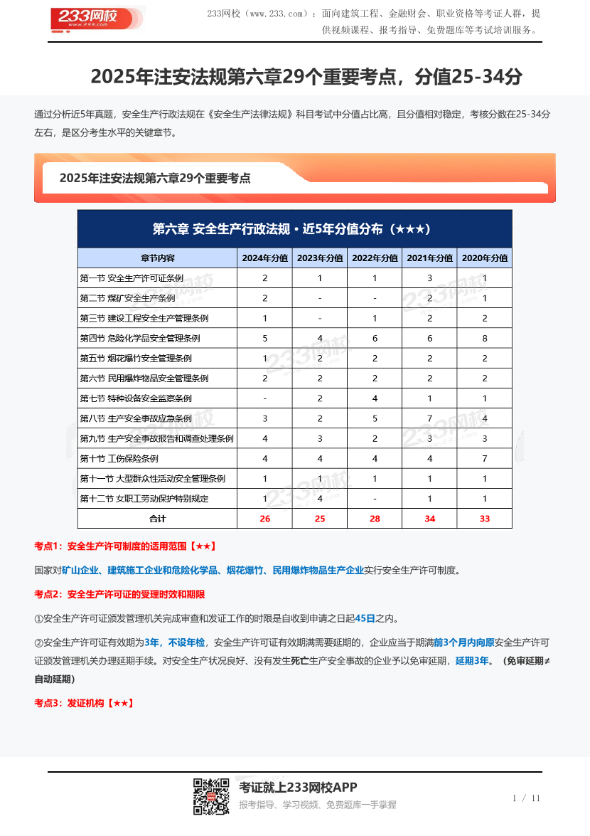 2025年注安法規(guī)第六章29個(gè)重要考點(diǎn)，分值25-34分.pdf-圖片1