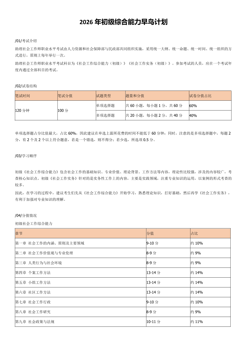 2026年初级社会工作综合能力早鸟学习计划表.pdf-图片1