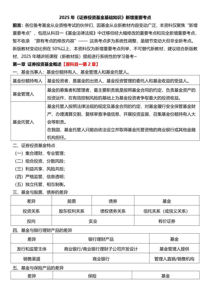 2025版基金从业《证券投资基金》新增重要考点.pdf-图片1